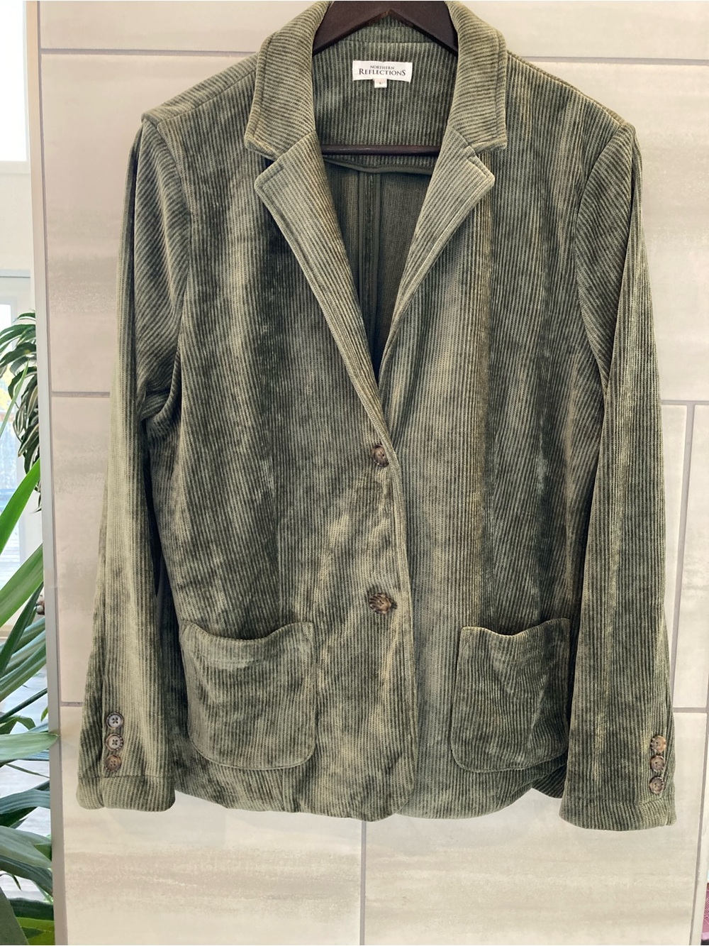 Northern Reflections Olive Green Corduroy Blazer